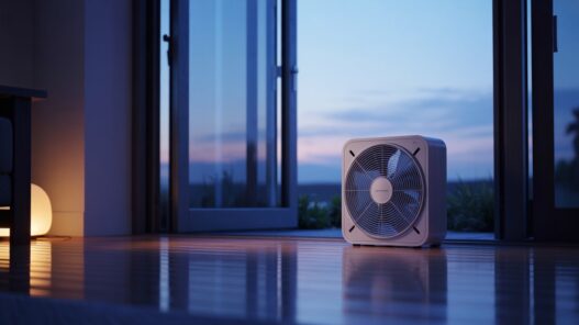 Pravilna uporaba ventilatorja za hlajenje stanovanja z izpihovanjem vročega zraka skozi okno.
