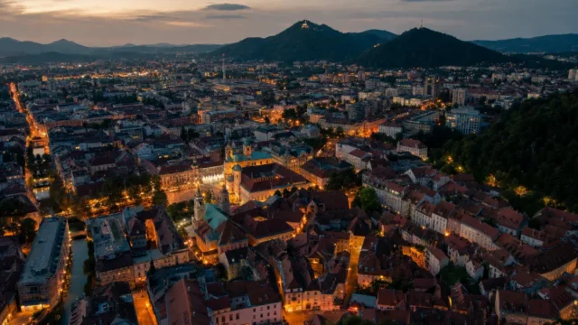 Toplotni otok nad središčem Ljubljane ob večeru