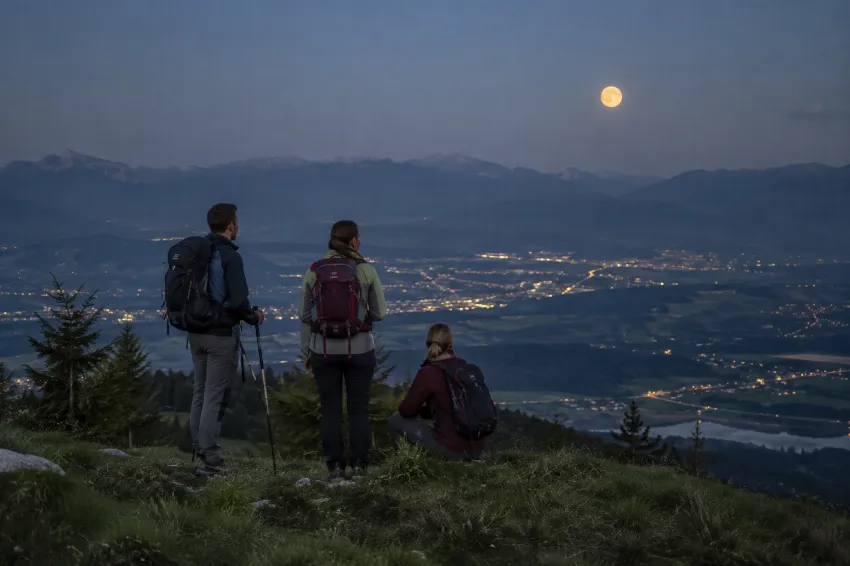 Opazovanje polne lune z razgledne točke nad Ljubljansko kotlino