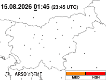 Animacija radarske ocene nevarnosti toče nad Slovenijo v zadnjih 30 minutah – ARSO